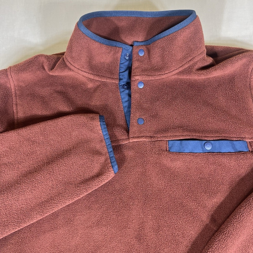 32 Degrees Heat Fleece Pullover Snap Mock Neck Burgundy Mens Large